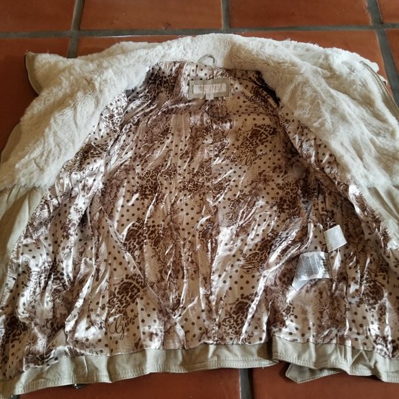 GUESS Beige Faux Leather Jacket - Picture 5 of 12